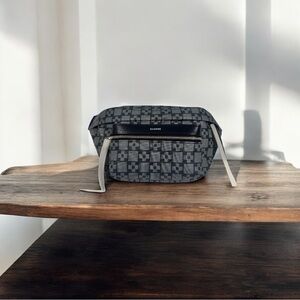 Sandro Paris Men’s Navy Coated Canvas/Leather Detail Belt Bag -Navy w/Silver NWT